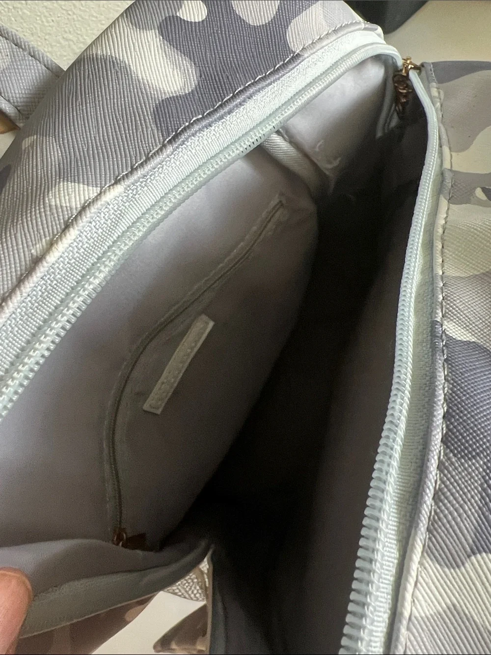 Camouflage Shark-Tooth Backpack for kids - Gray & White with Red Accent